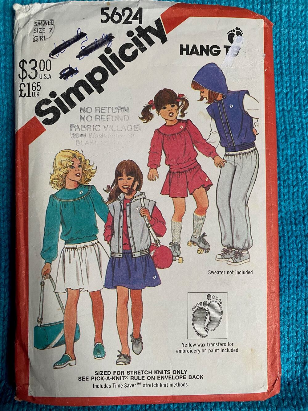 Simplicity sewing pattern  5624 Kids top skirt hoodie pants